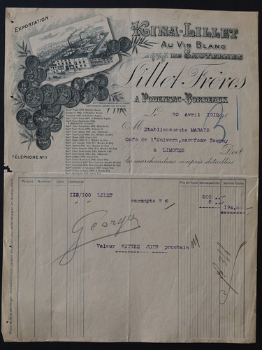 Facture 1912 podensac - facture,